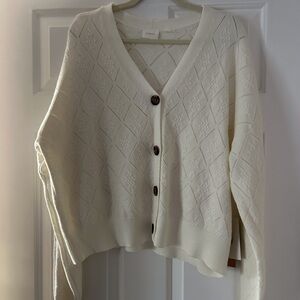 Cyrus Cream Cable-Knit Cardigan Sweater